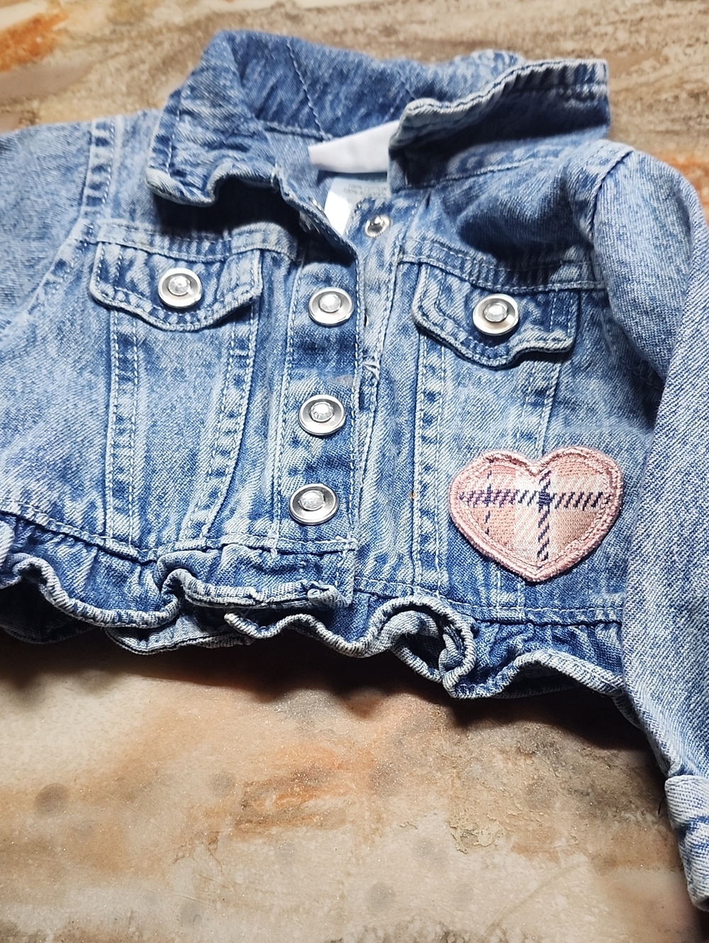 Little Lass Light Blue Denim Jacket with Pink Heart Patch